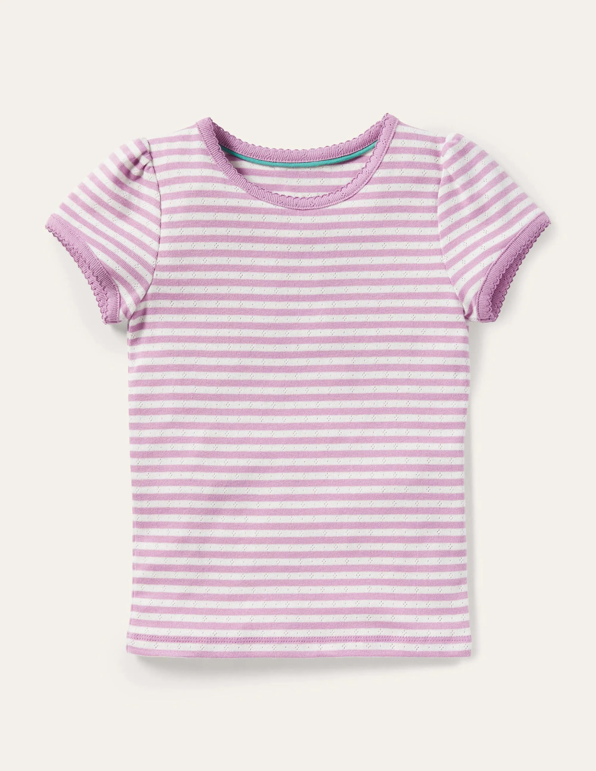 Travel Essential Short Sleeve Pointelle Top-Sugared Lilac