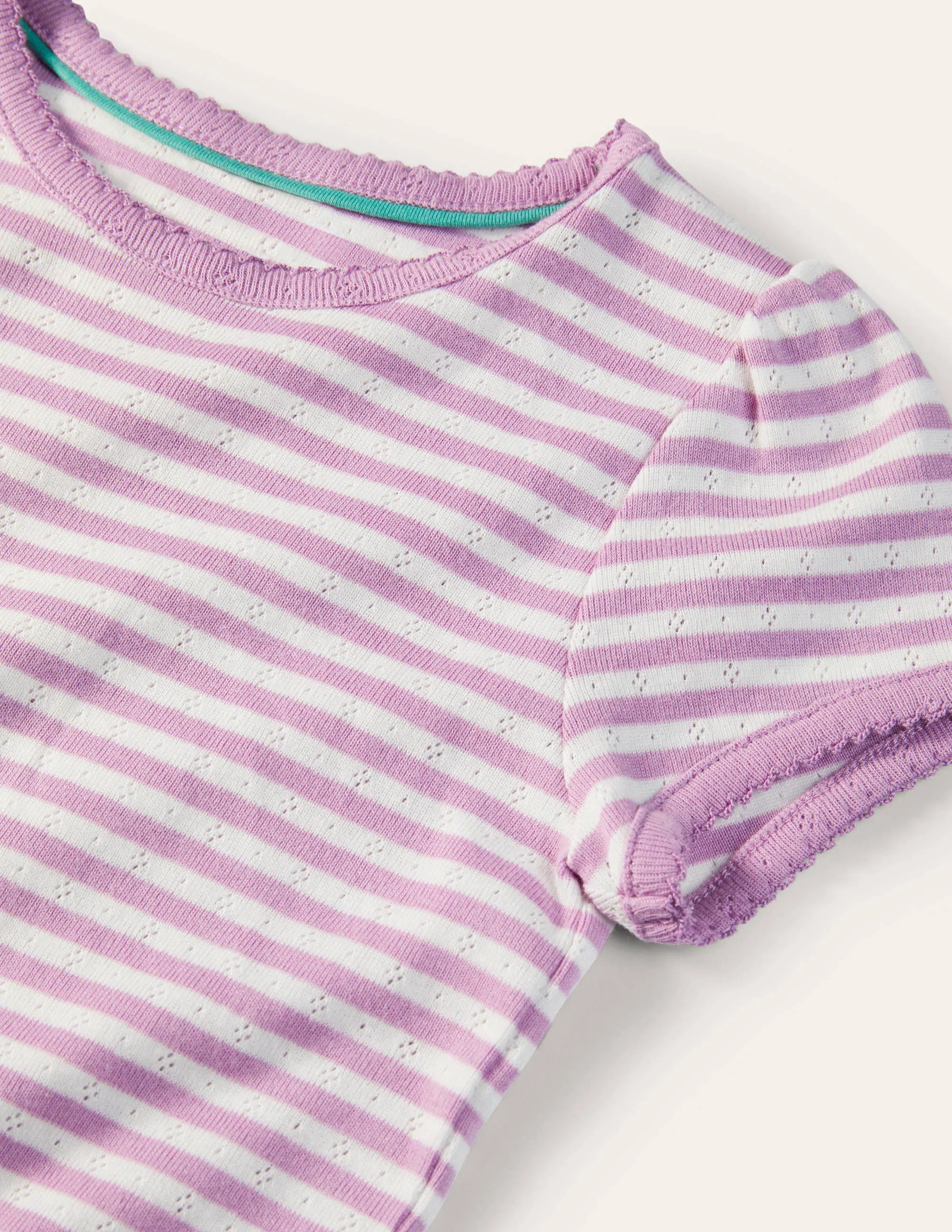 Short Sleeve Pointelle Top-Sugared Lilac Quick Comfort