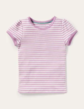 Chic Wear Short Sleeve Pointelle Top-Sugared Lilac