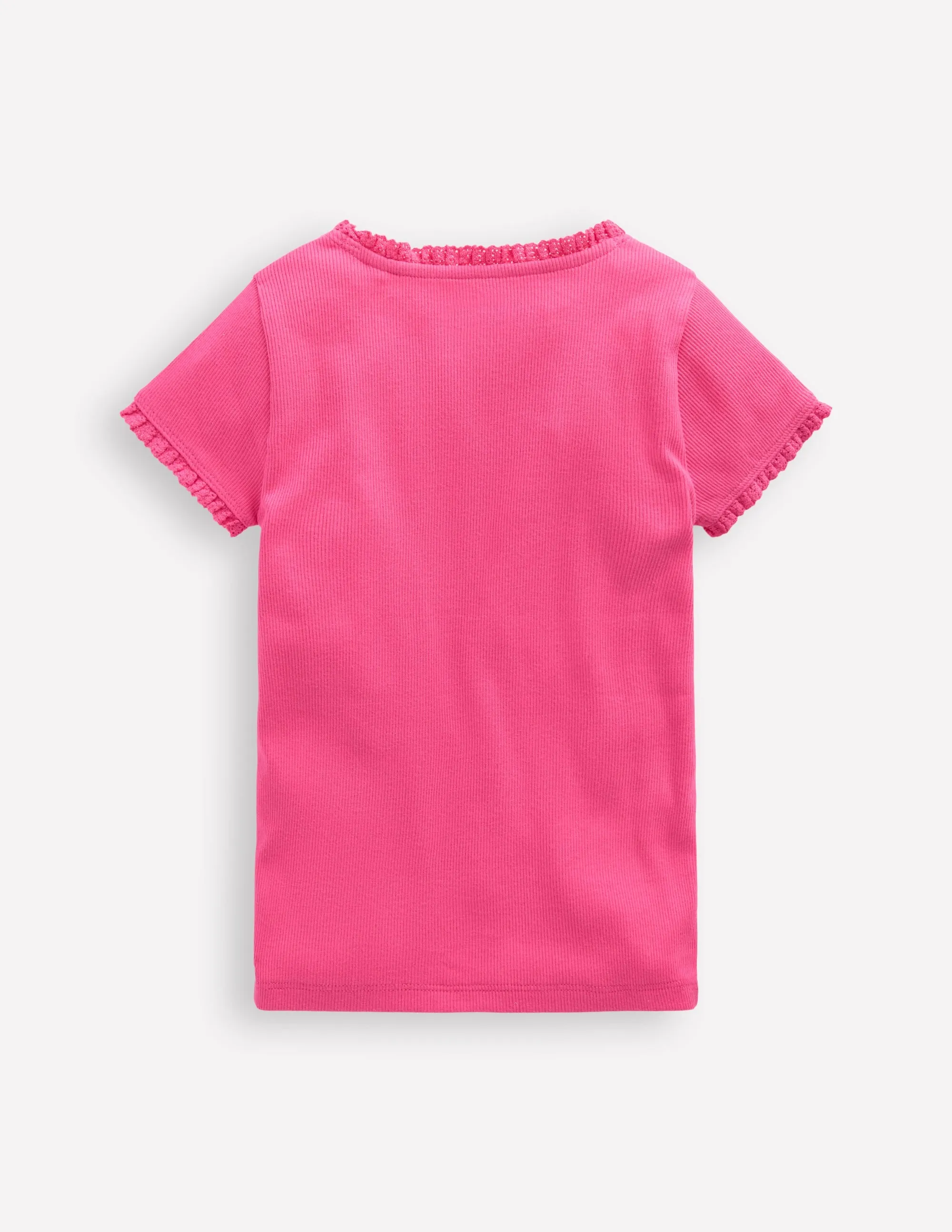 Short Sleeve Ribbed T-shirt-Flamingo Pink Versatile Design