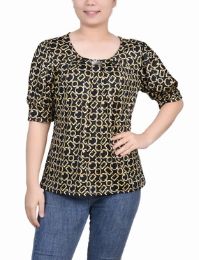 FrayResistant Fabric Compact TravelFriendly Design Short Sleeve Balloon Sleeve Top