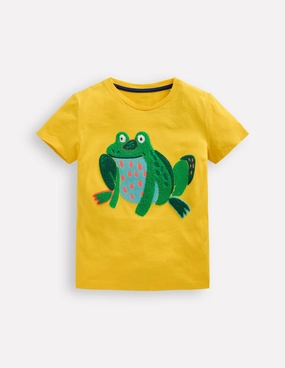 StretchFit Rolled Hem Detailing Short Sleeve Boucl T-shirt-Pineapple Yellow Frog