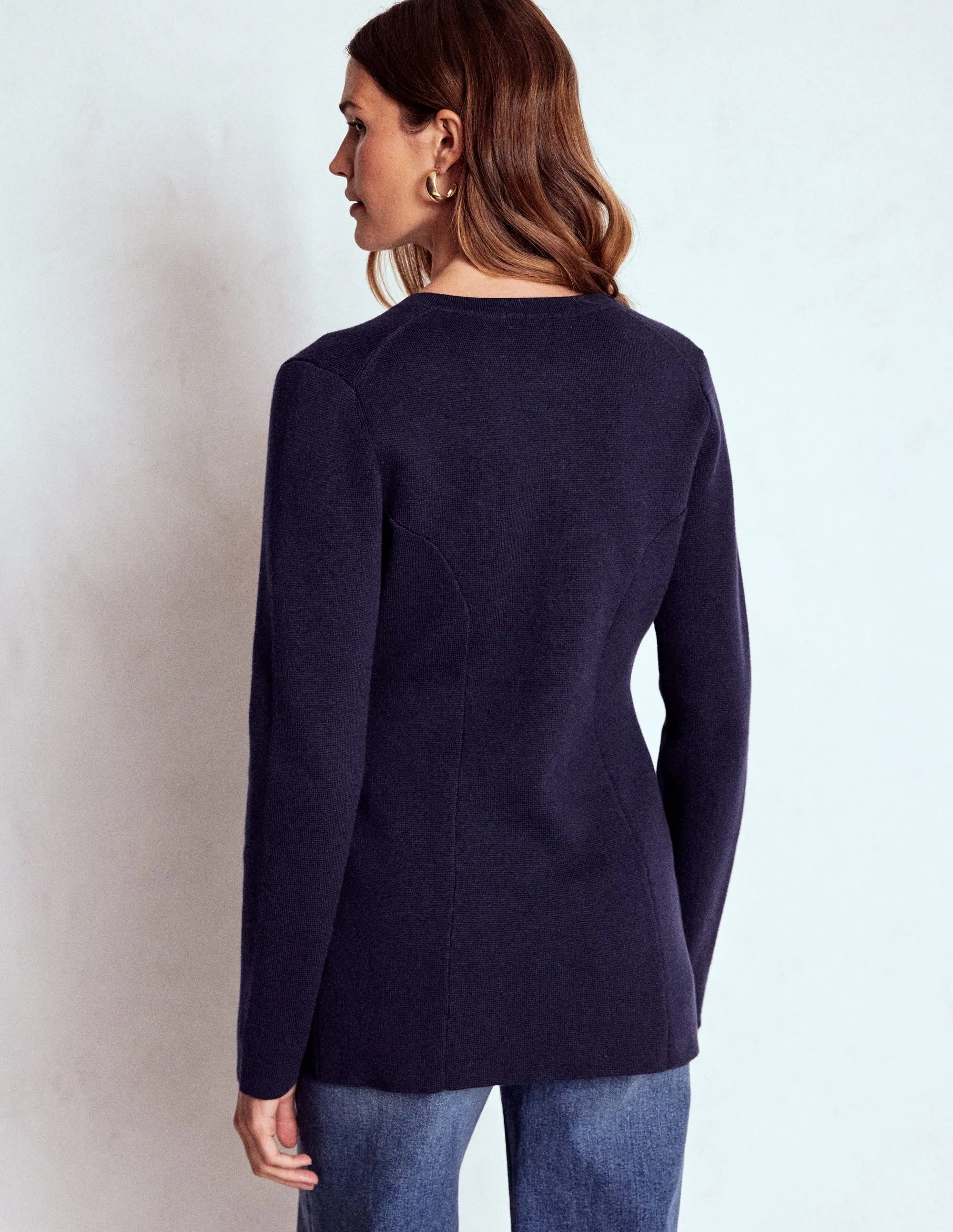 Joanna Fitted Knitted Jacket-Navy Breezy Day