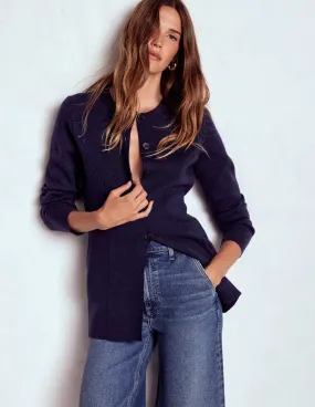 Joanna Fitted Knitted Jacket-Navy Multi Look