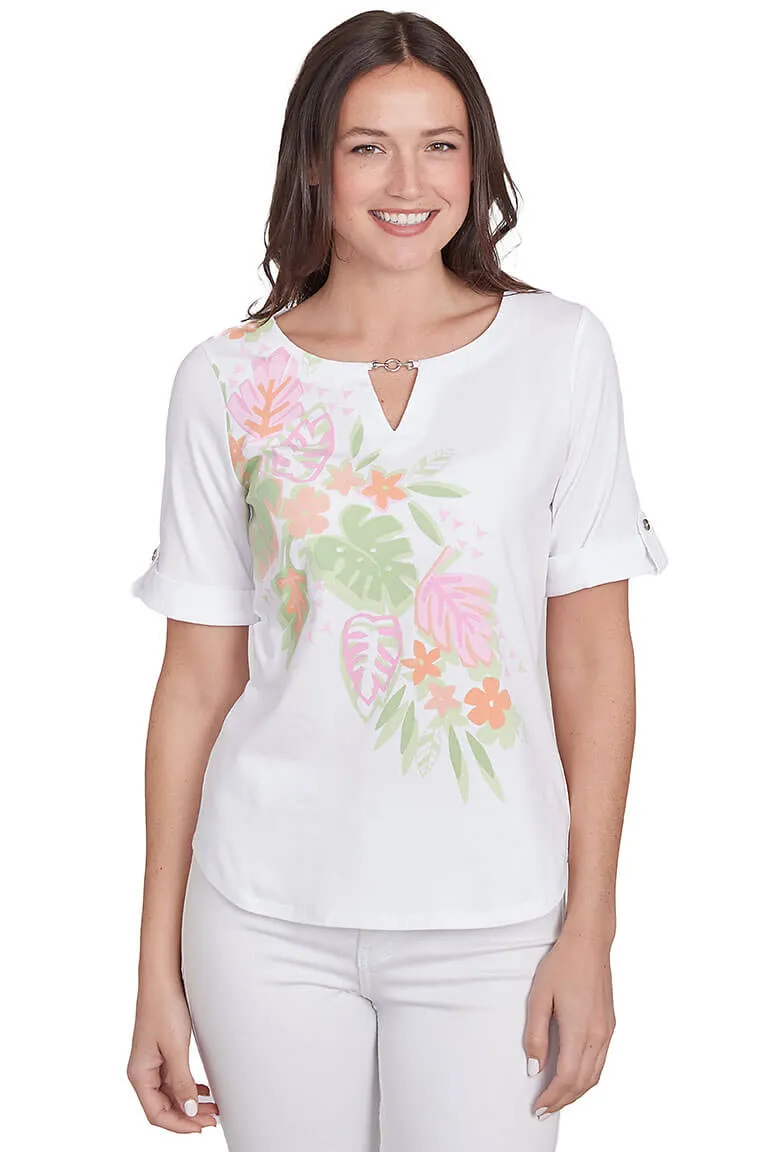 I Pink I Can Tropical Leaves Top Lightweight Design Fashionable Look