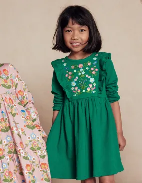 Embroidered Bodice Dress-Jewel Green Lounge Fit