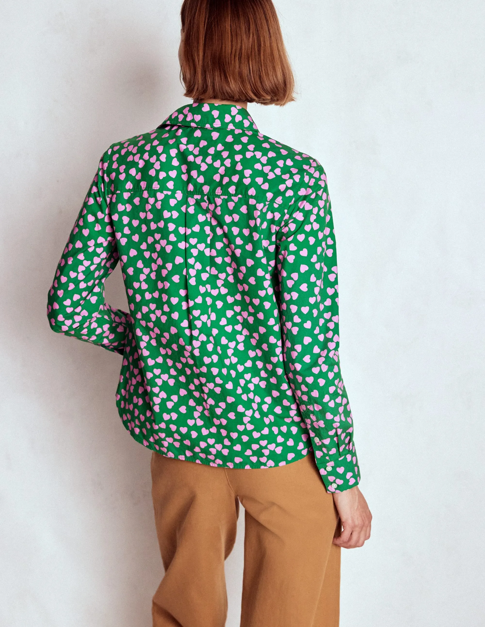 QuickRelease Sienna Cotton Shirt-Highland Green, Heart Cascade