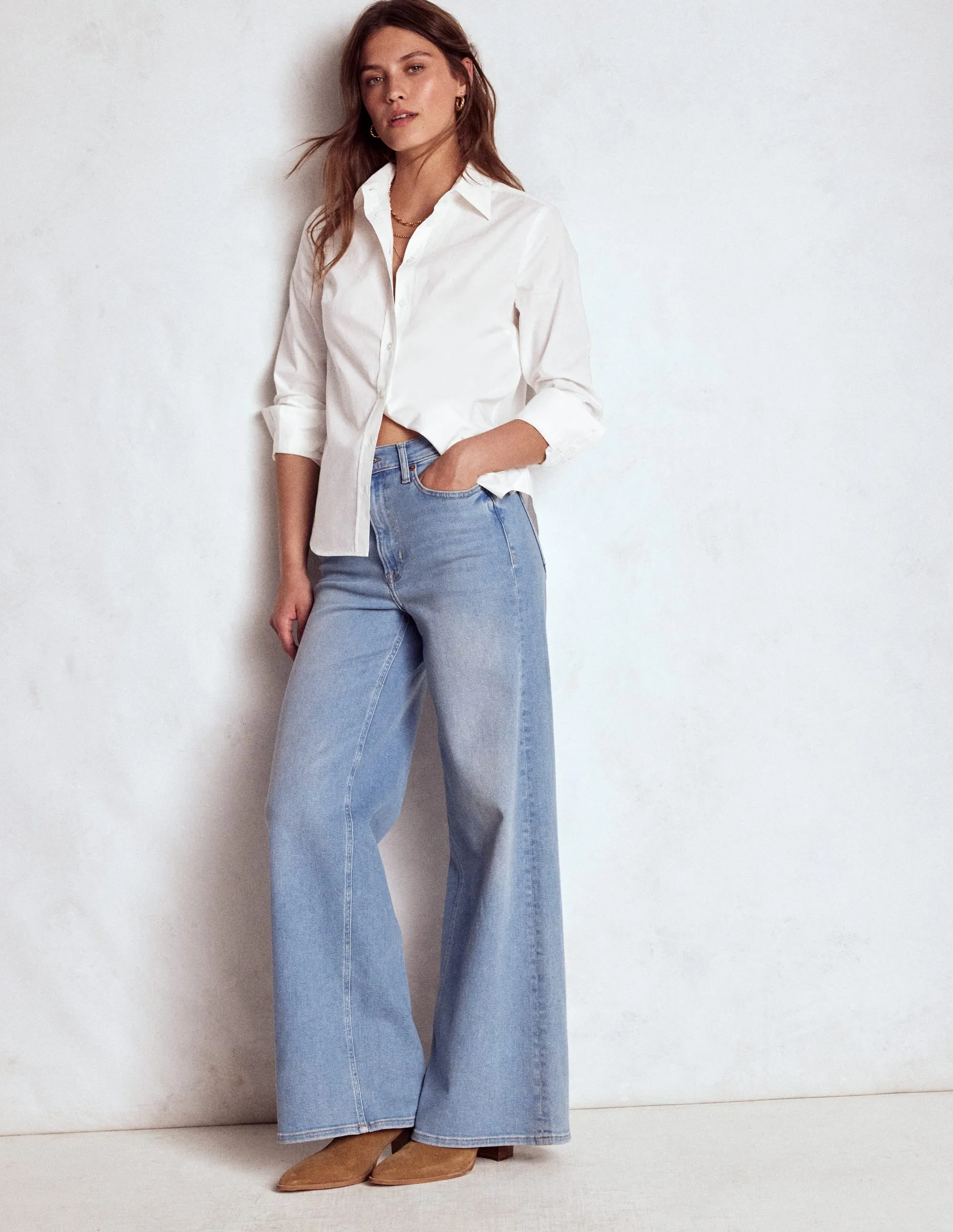 Adjustable Hemline Sienna Cotton Shirt-White