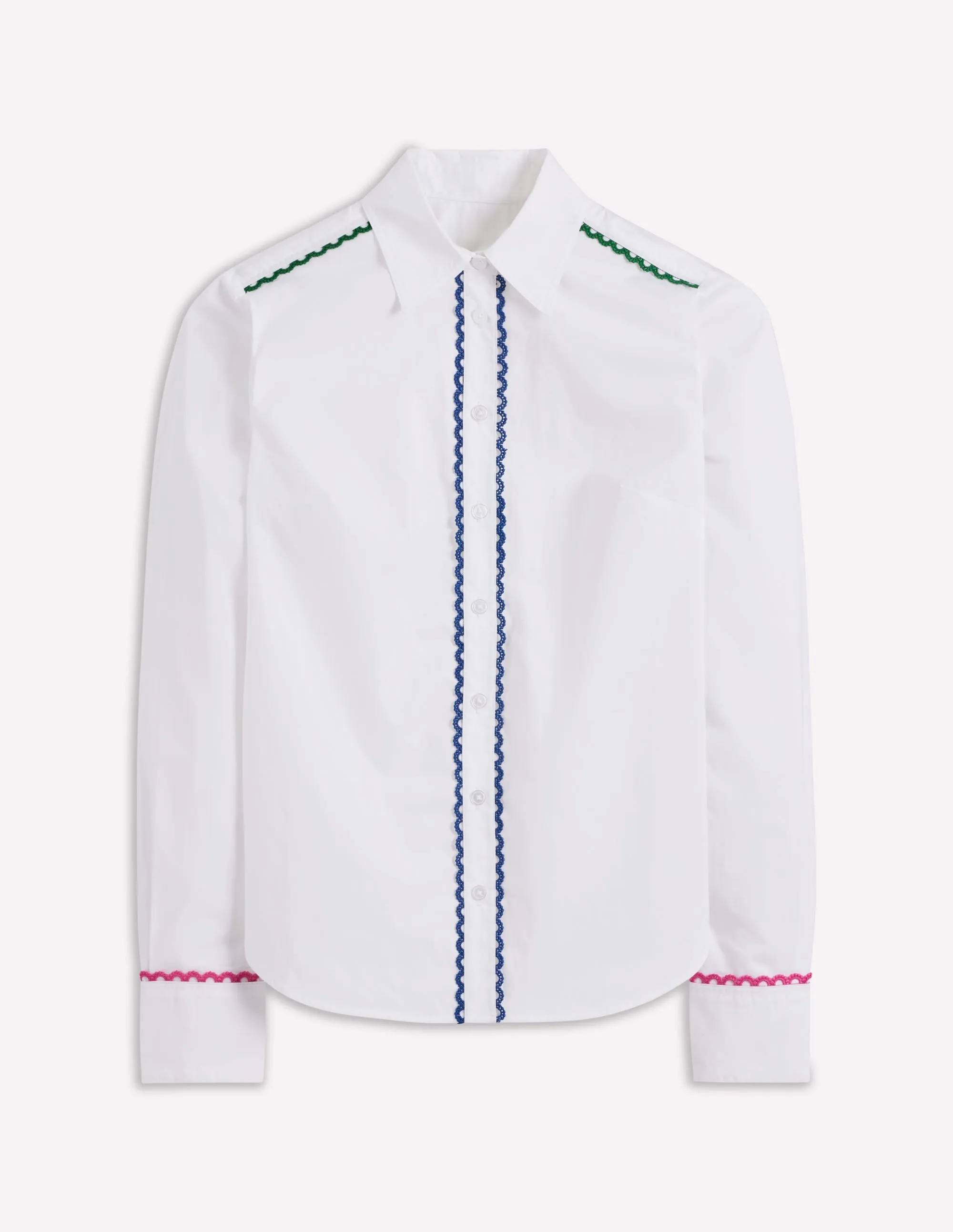ComfortStretch Sienna Interest Cotton Shirt-White, Multi Trim