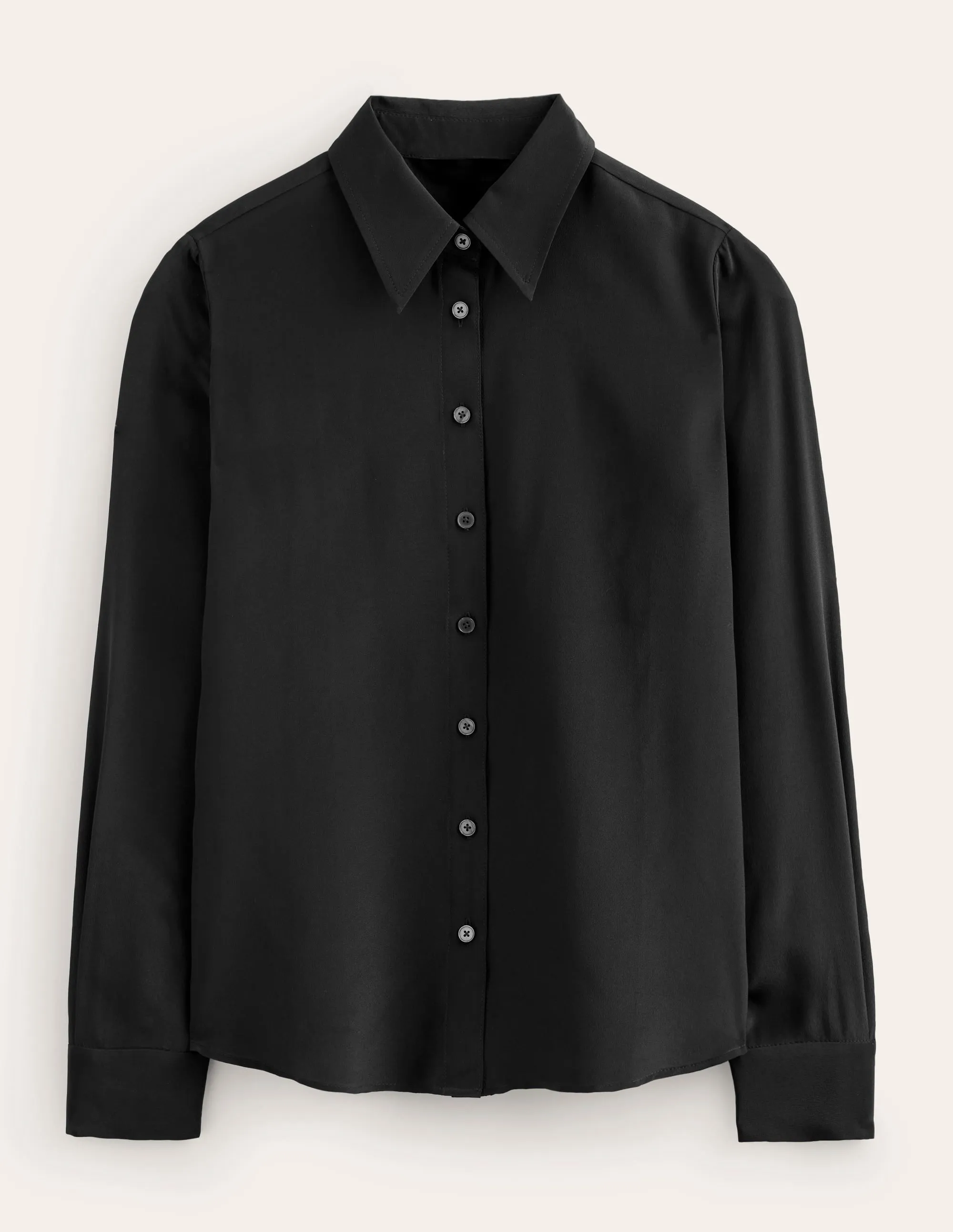 Sienna Silk Shirt-Black WrinkleFree Finish Tencel Lyocell Fiber