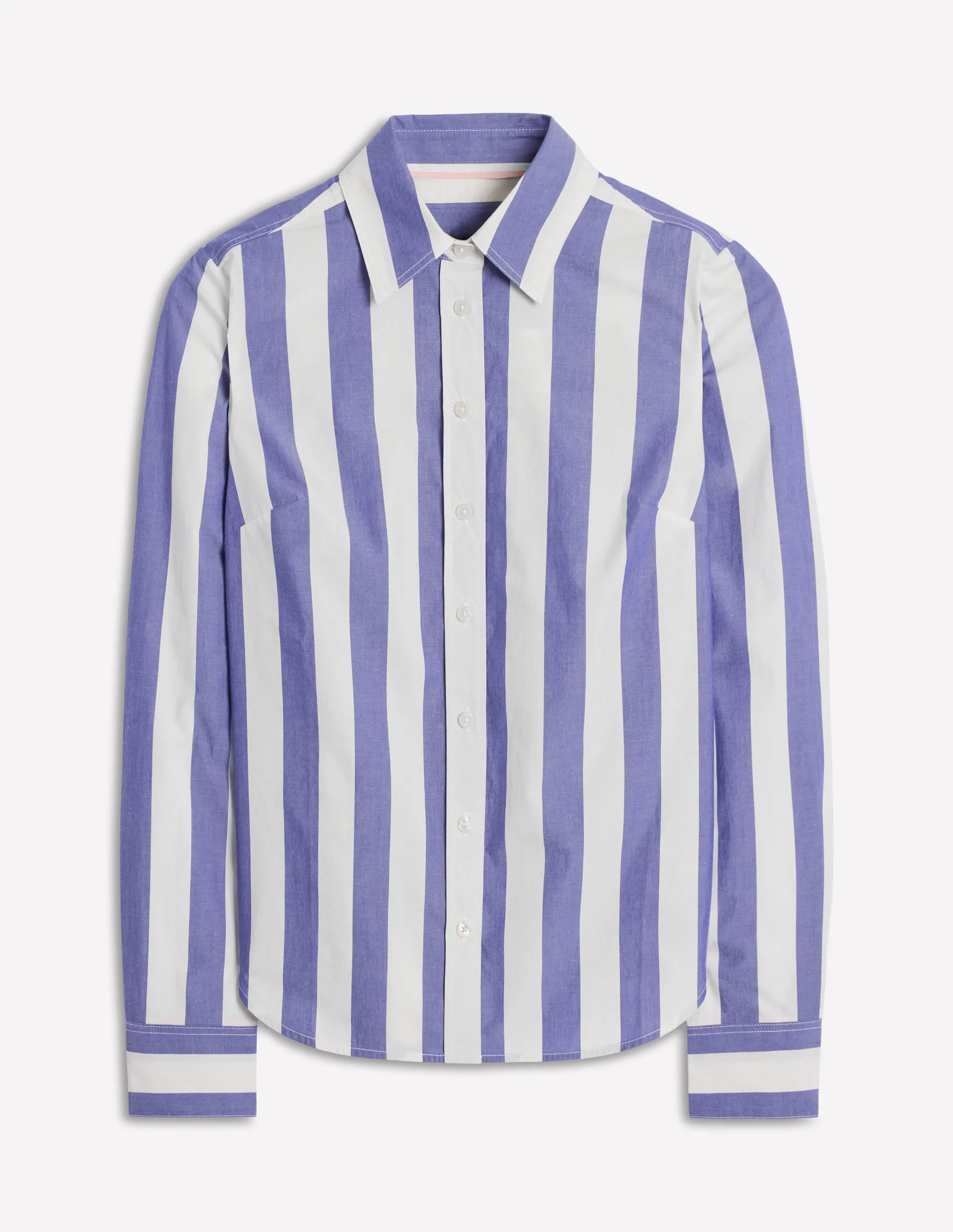 Sienna Cotton Shirt-Bright Blue and Ivory Stripe Comfy Layer Formal Blouse