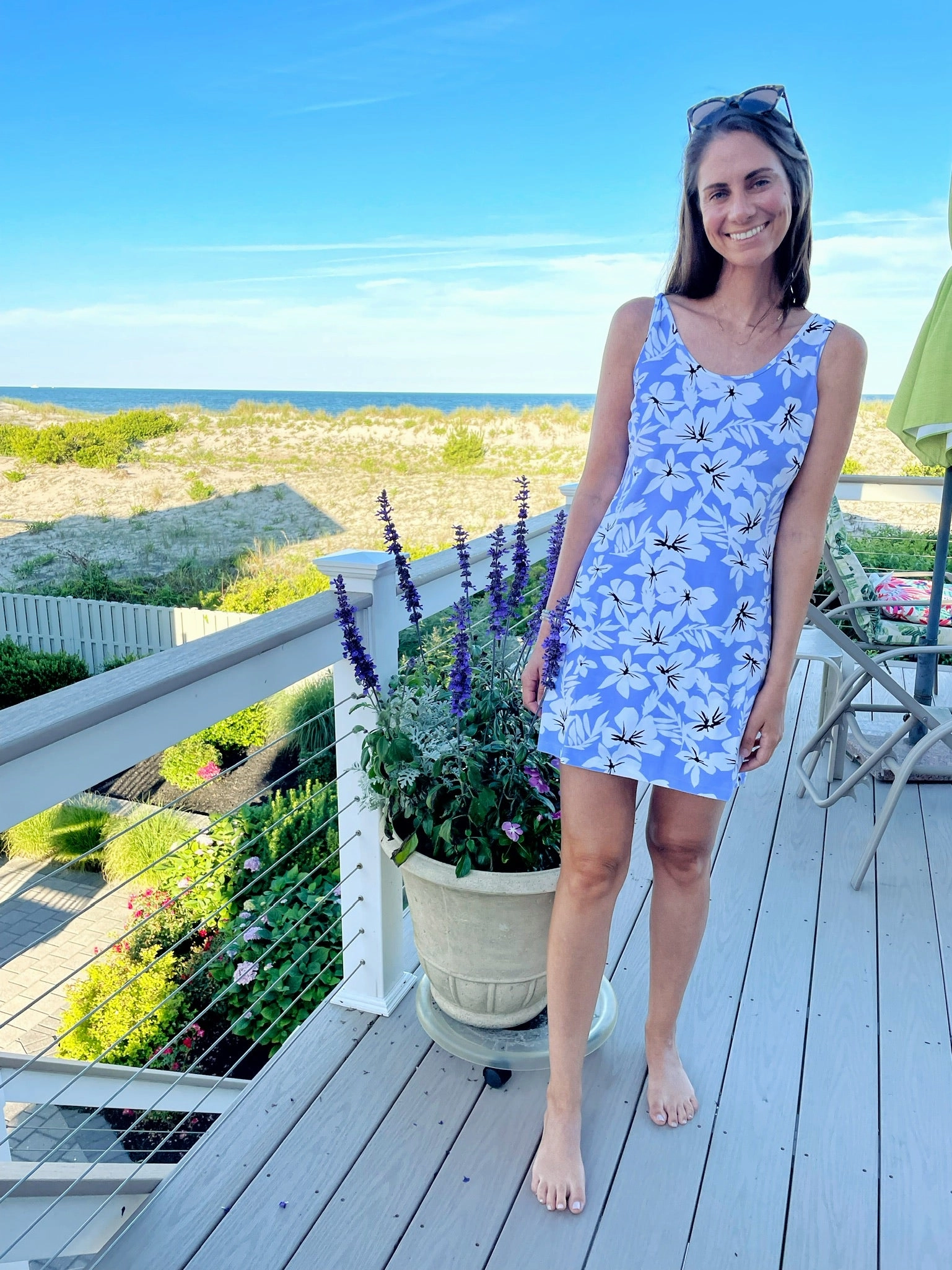 Bali Tank Dress Hibiscus Lilac Soft Hue Lounge Moment