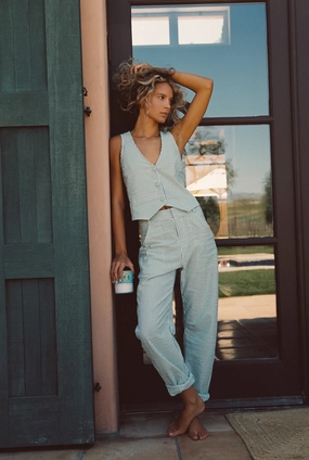 Brooks Pant - Green Seersucker Perfect Comfort Fit