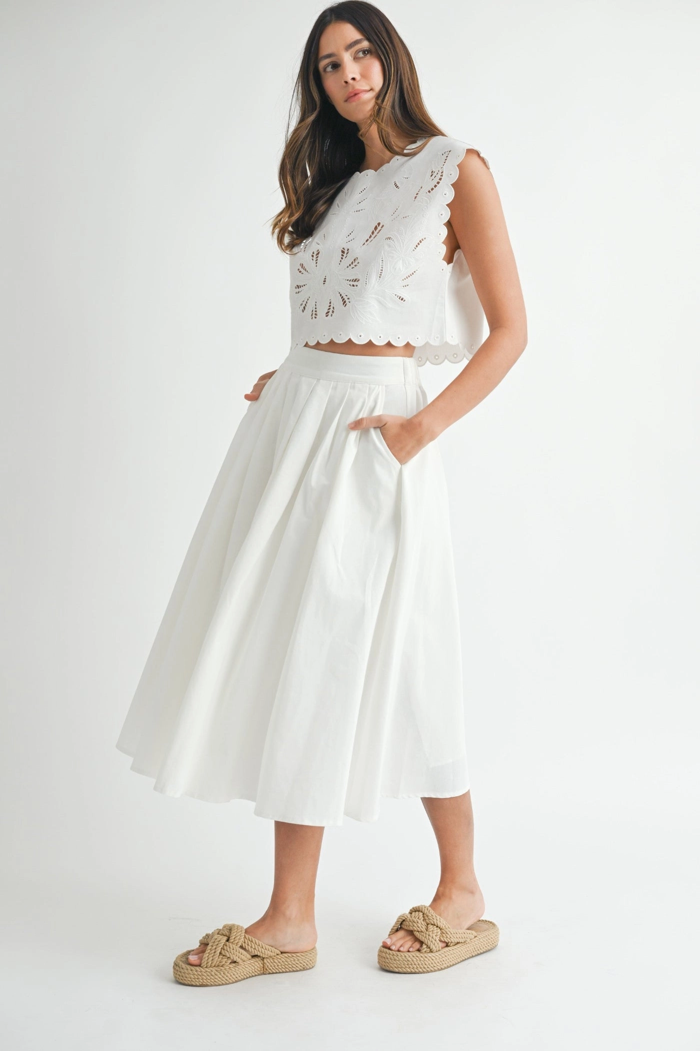 WILLOW PLEATED MIDI SKIRT Soft Texture