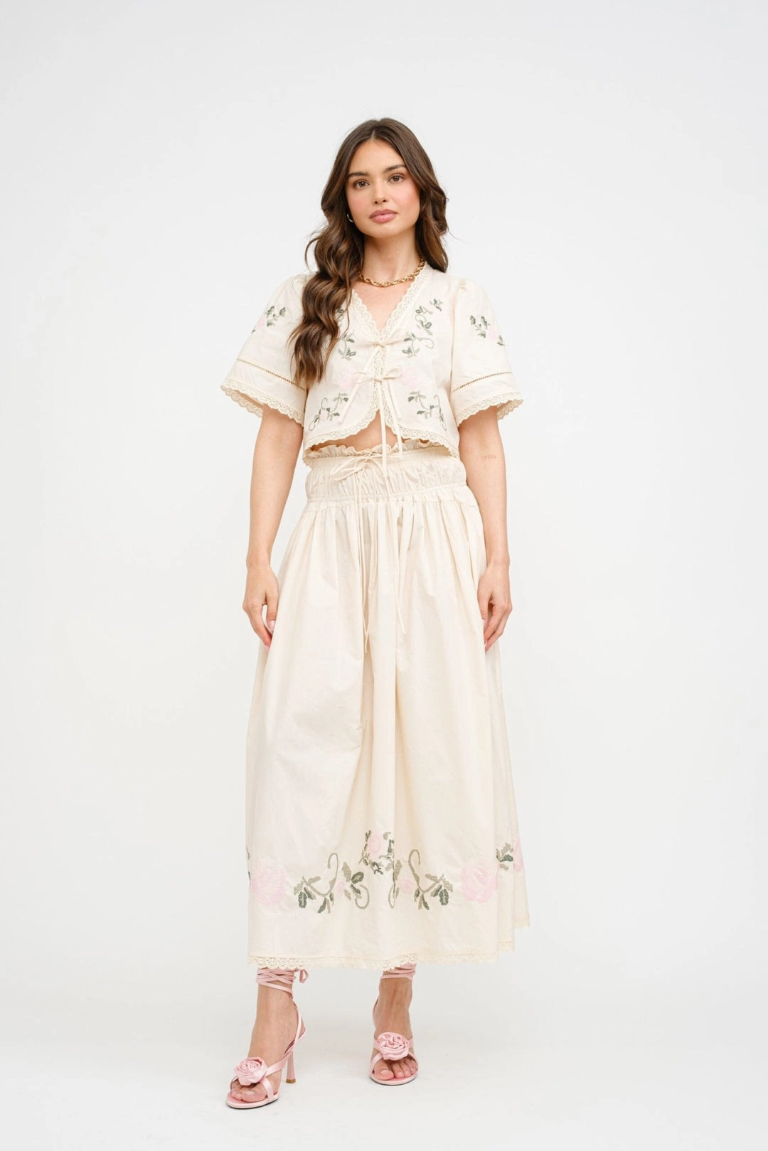 SIVAN FLORAL EMBROIDERED MIDI SKIRT Smart Comfort All Day