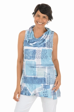 Slate Stones Sleeveless Cowl Neck Top VNeckline Layered Shoulder