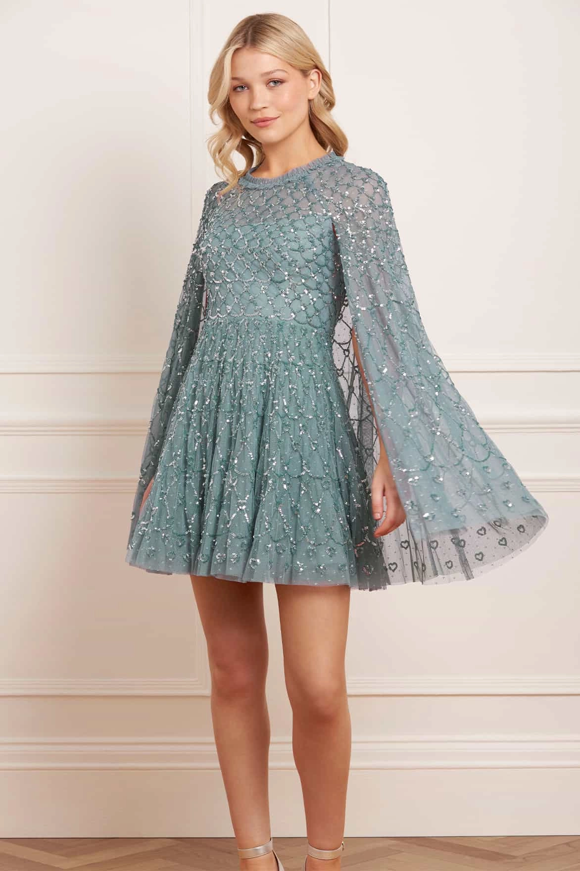 Heart Lattice Micro Mini Dress Fresh Outfit Side Tie