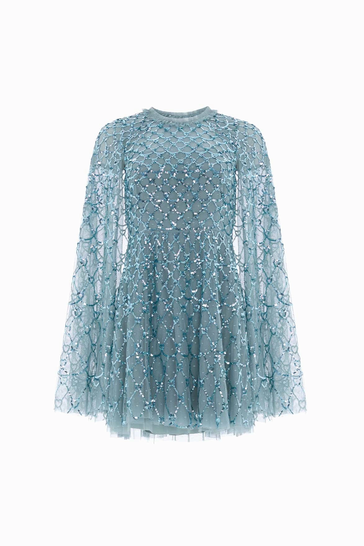 Heart Lattice Micro Mini Dress Stylish Silhouette Warm Soft