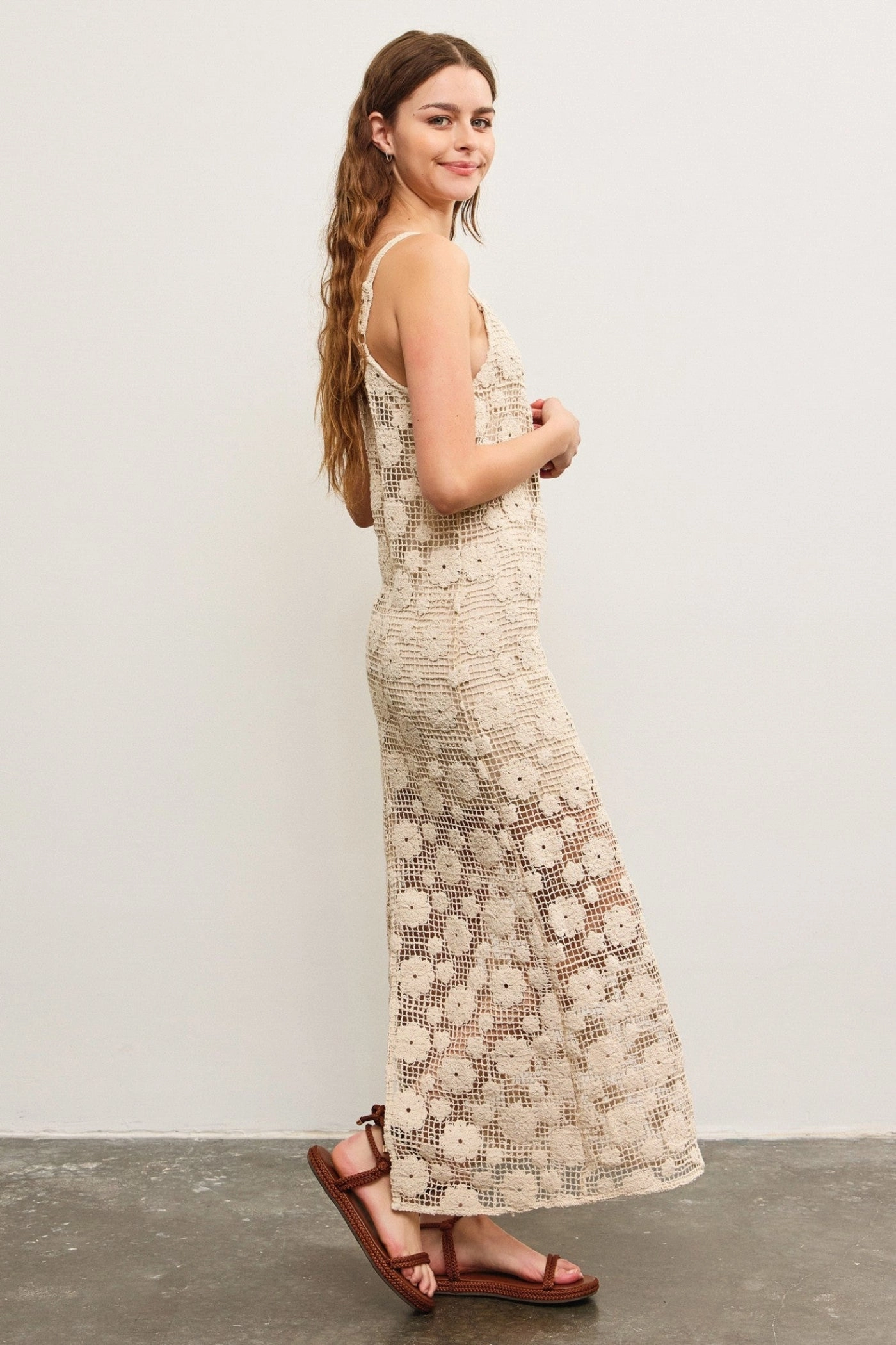light layering LAUREN CROCHET MAXI DRESS