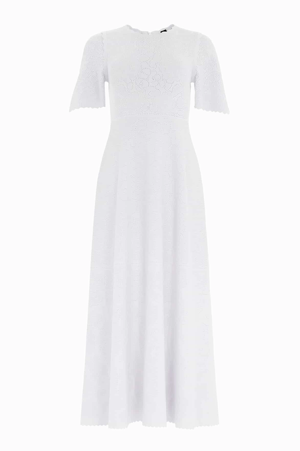 Puff-Sleeve Floral Pointelle Knit Gown