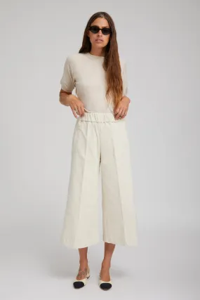Vintage White Corduroy Culotte Pants HypoallergenicMaterial Stretch Waist