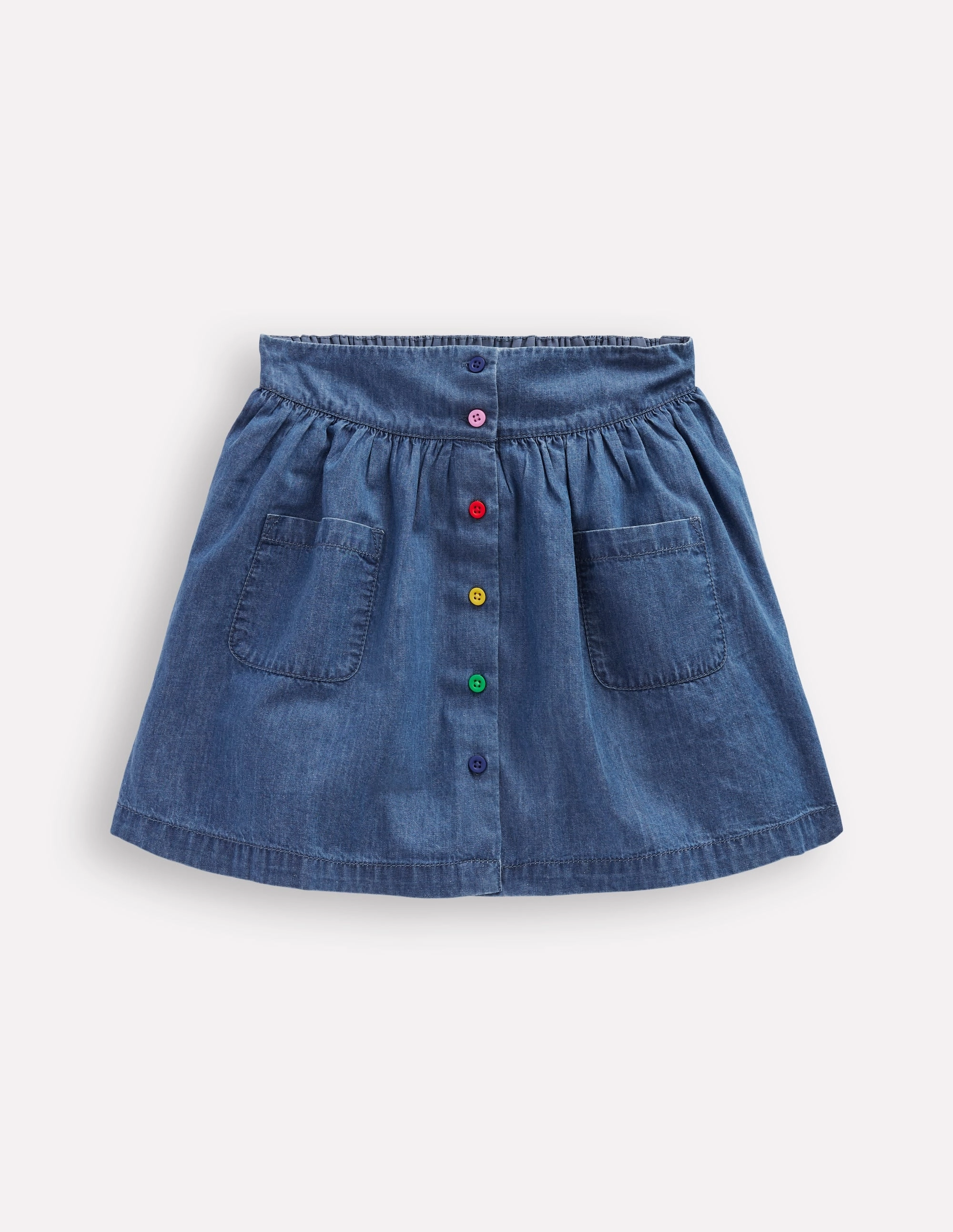 Chafe Resistant Easy Layer Button-through Mini Skirt-Denim