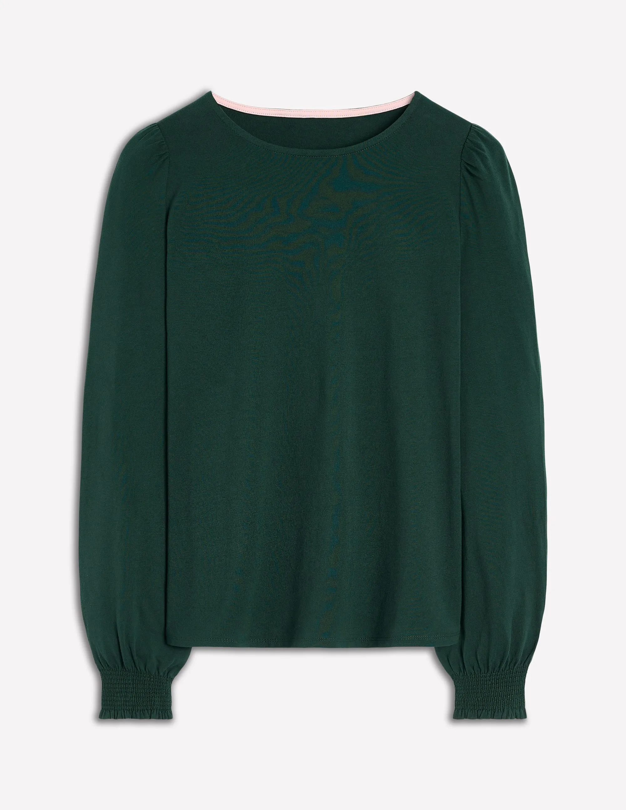 Long Sleeve Shirt Smocked Cuff Supersoft Top-Green Pine