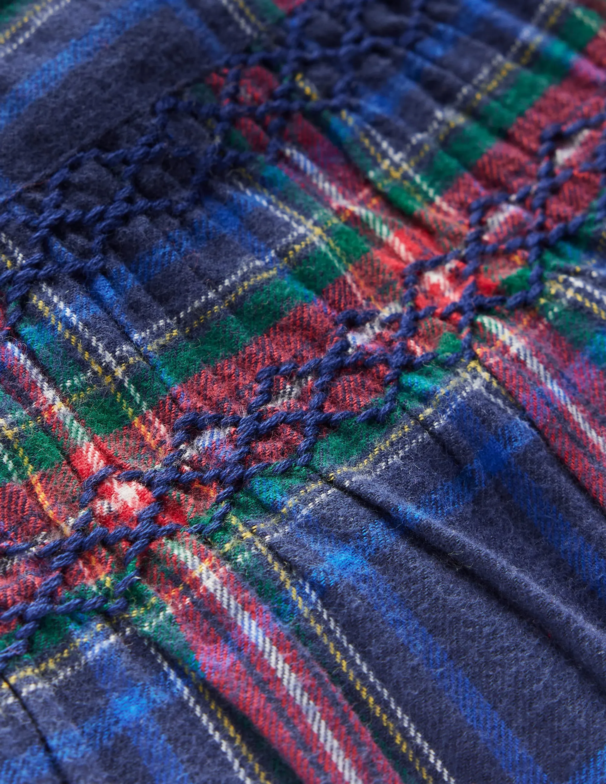 Simple Mood Smocked Occasion Dress-Navy Check