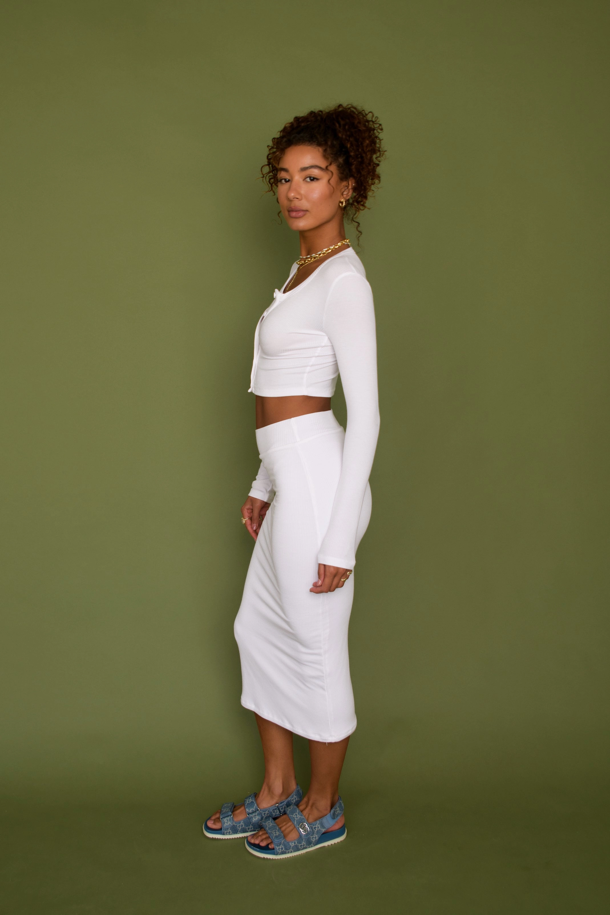 Serena Skirt Ribbed - White Teen Fashion Breezy Mood