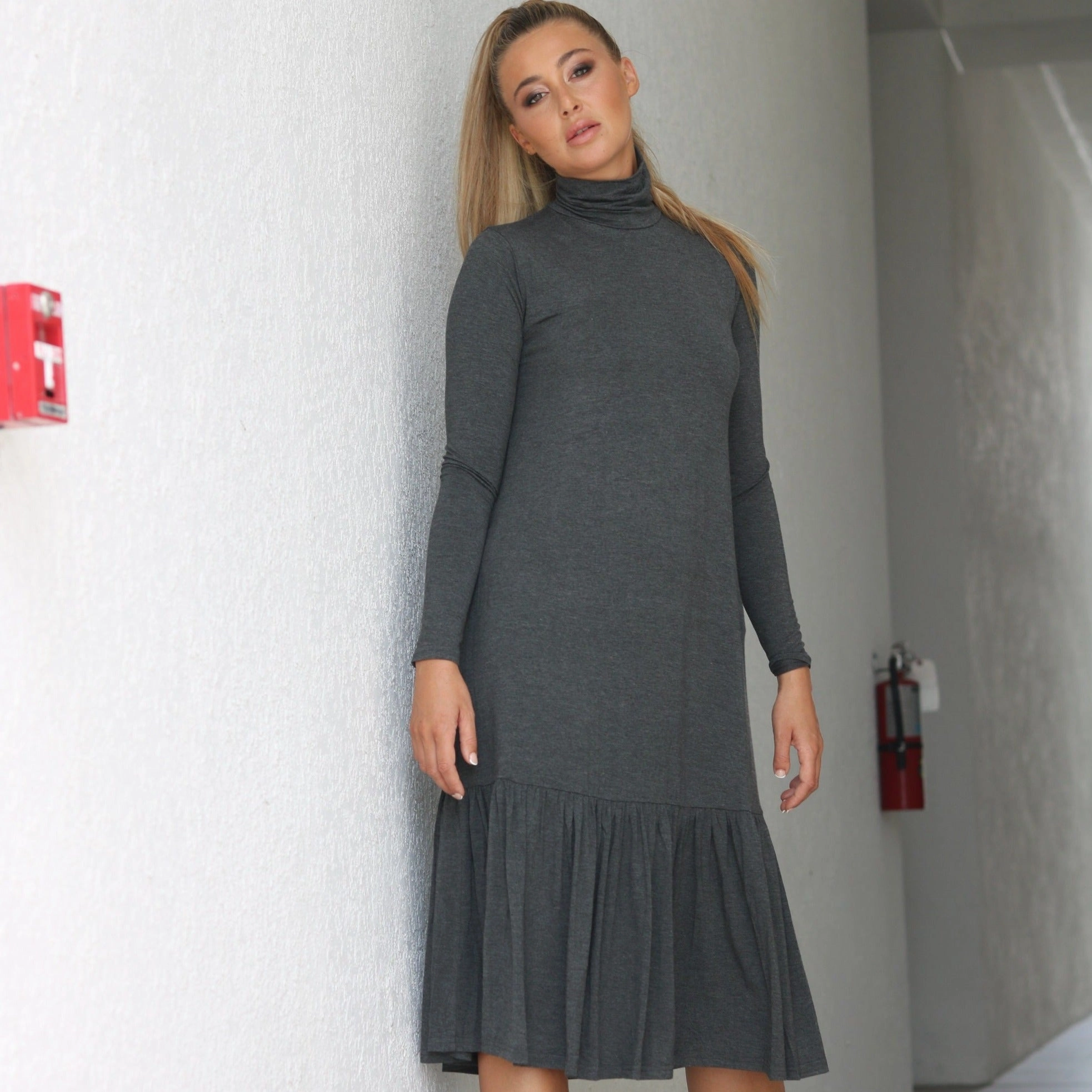 Turtleneck Dress | Grey [Final Sale] Comfy Comfort Light And Airy