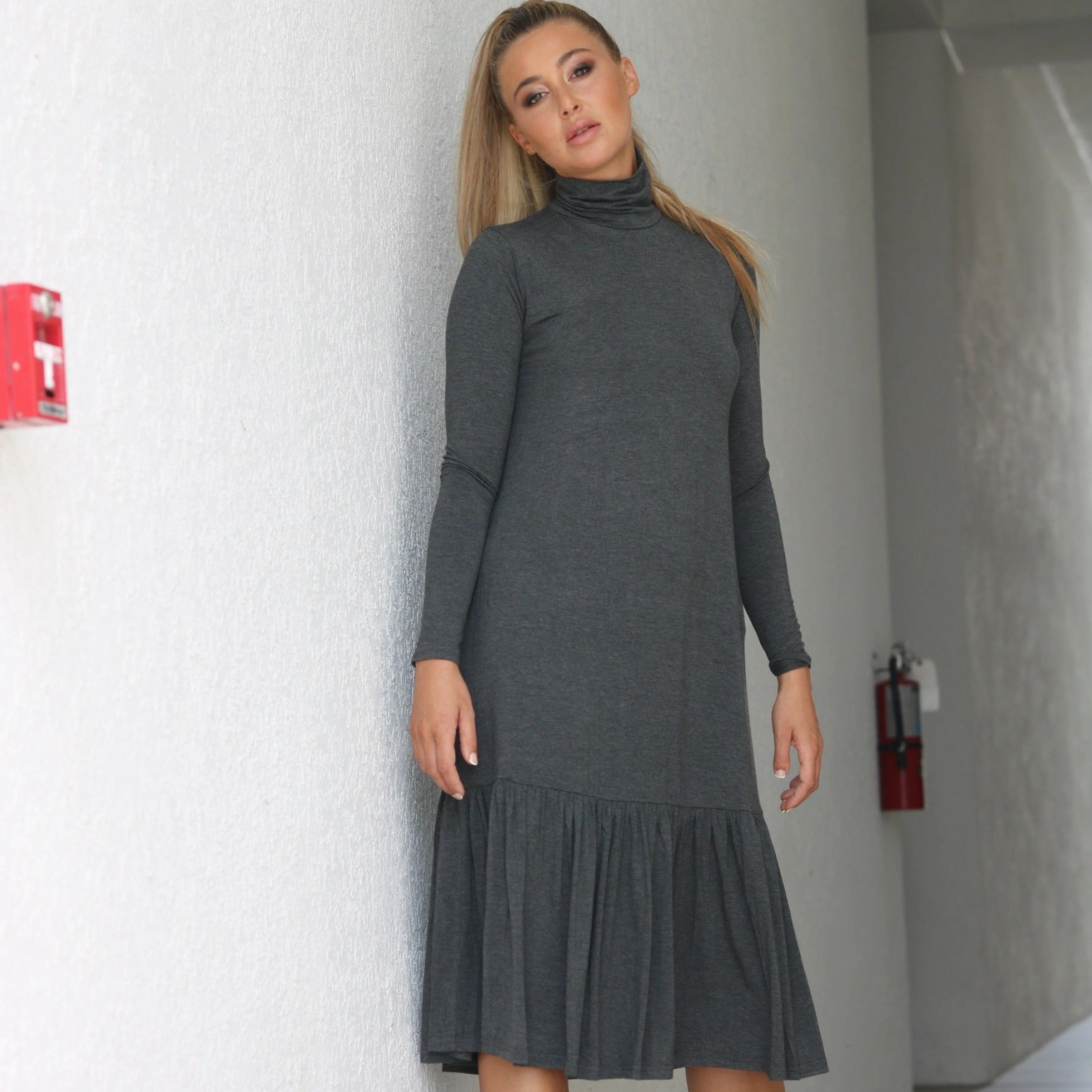 Turtleneck Dress | Grey [Final Sale] Comfortable Layer