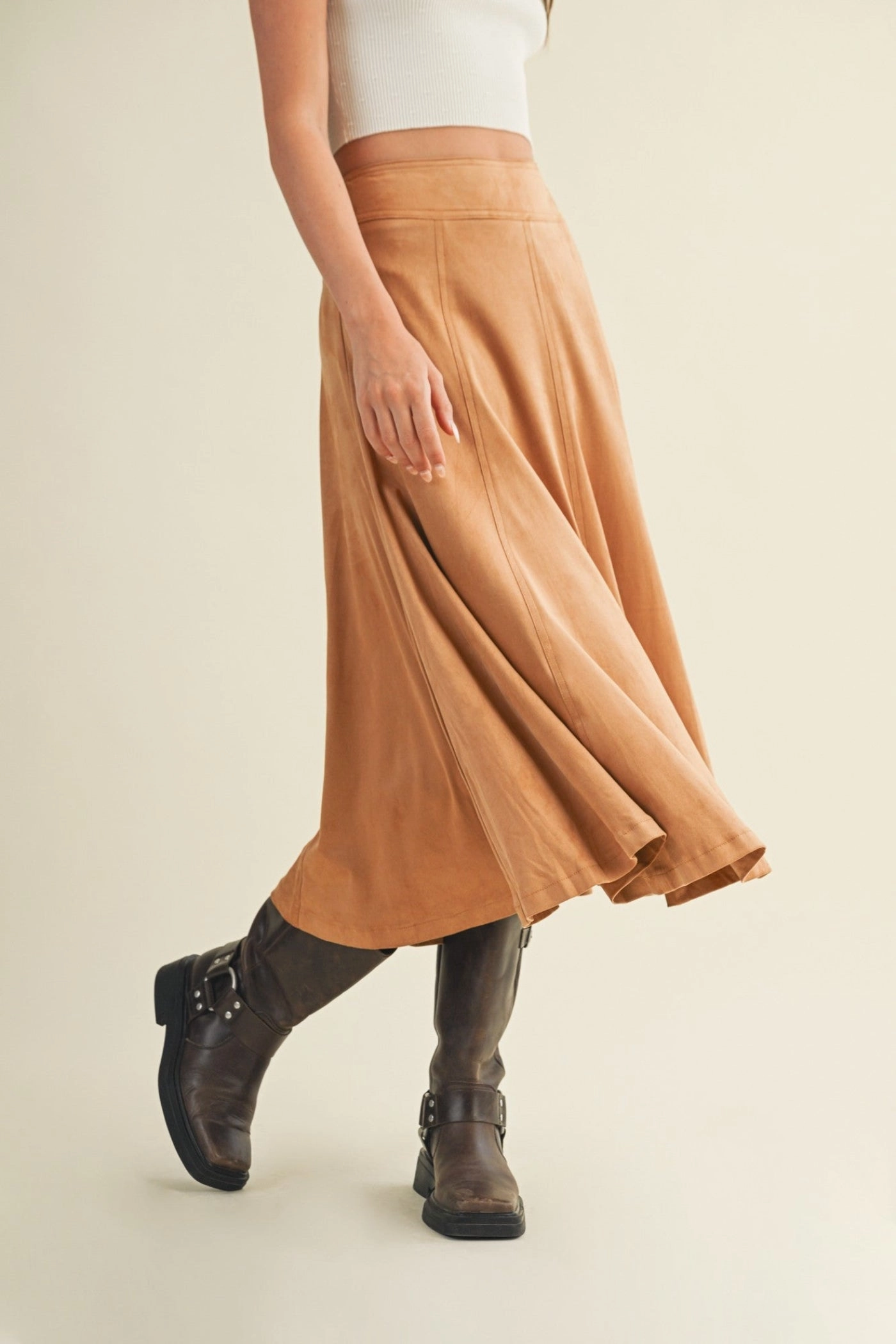 SOFIA SUEDE MIDI SKIRT Flexible Material