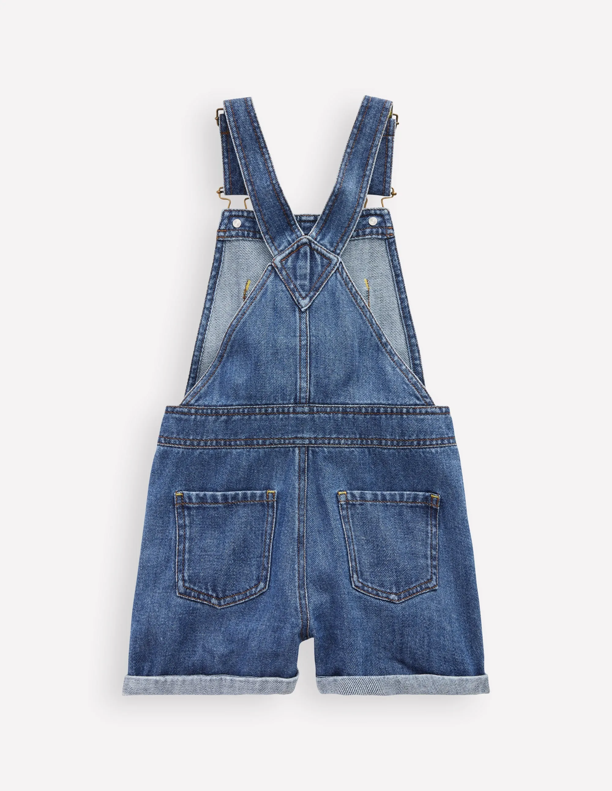Light Drape Lounge Cut Heart Pocket Short Dungarees-Vintage Embroidered Daisy