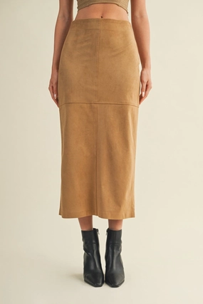 PERRIE SUEDE MIDI SKIRT Airy Look Heritage Inspired