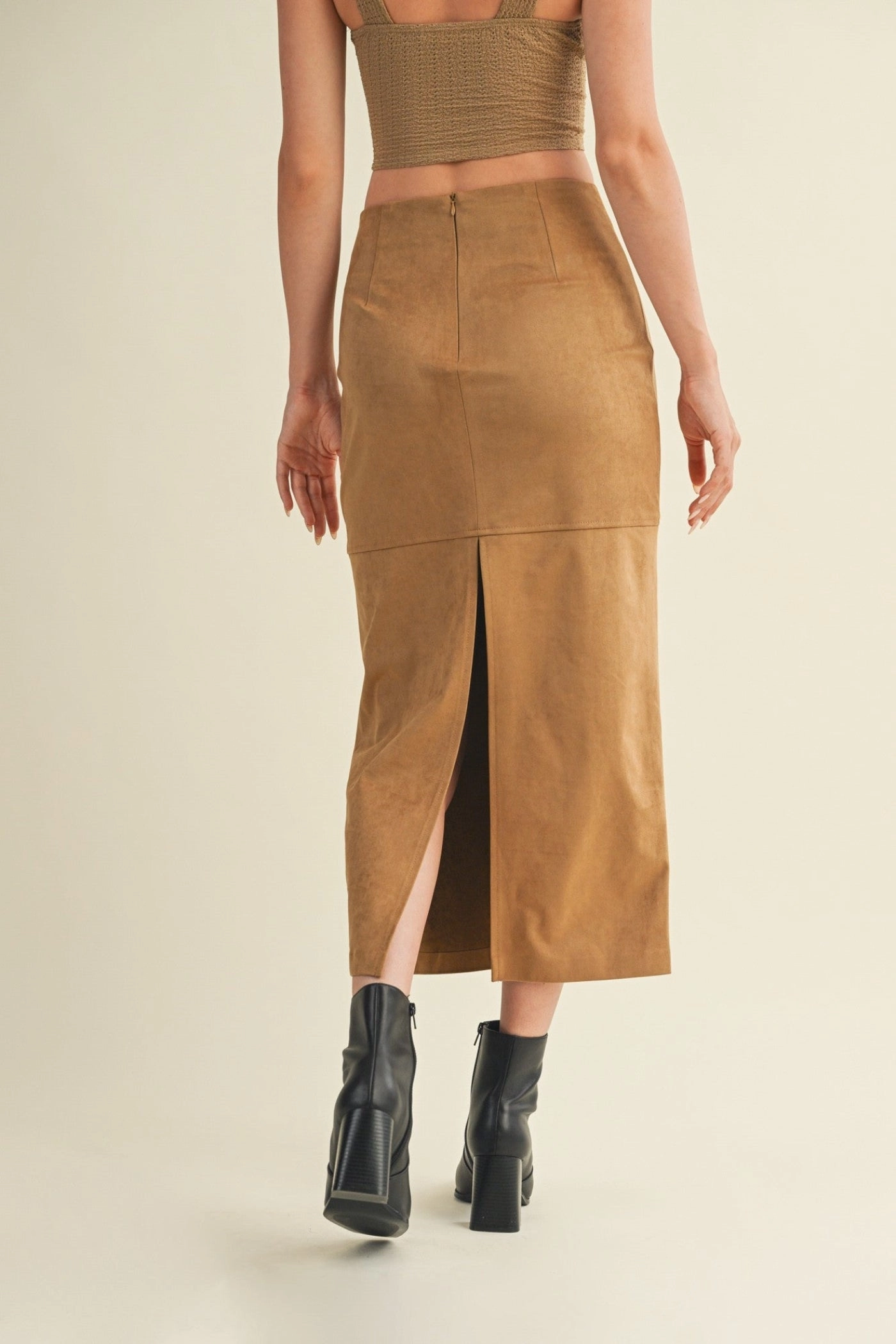 PERRIE SUEDE MIDI SKIRT Striped Design