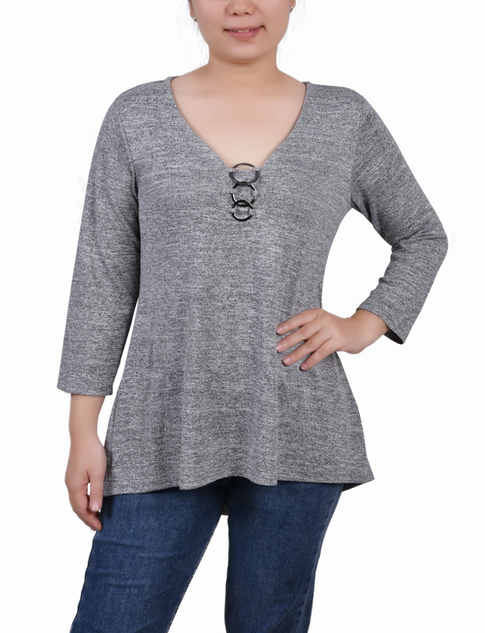 3/4 Sleeve 3-Ring Top Street Style