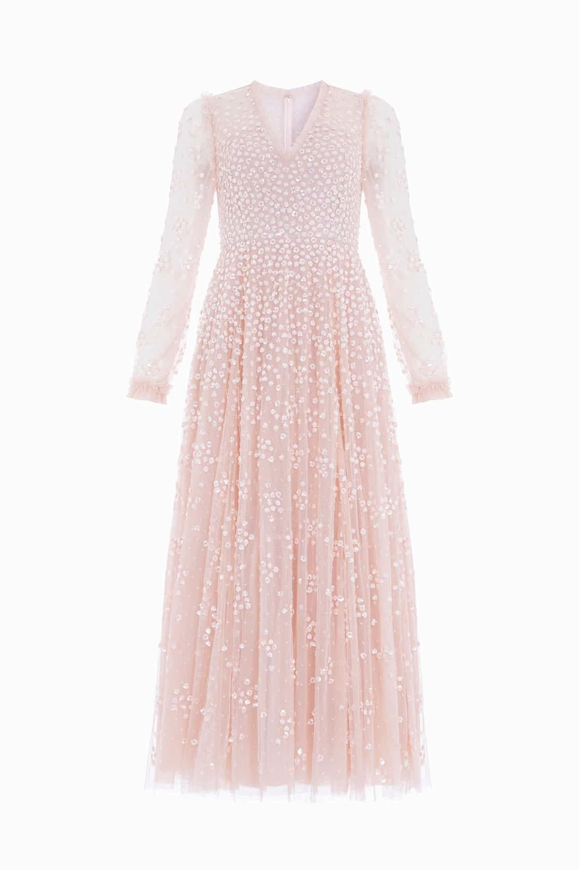 Travel Option Leila Dot V-Neck Ankle Gown