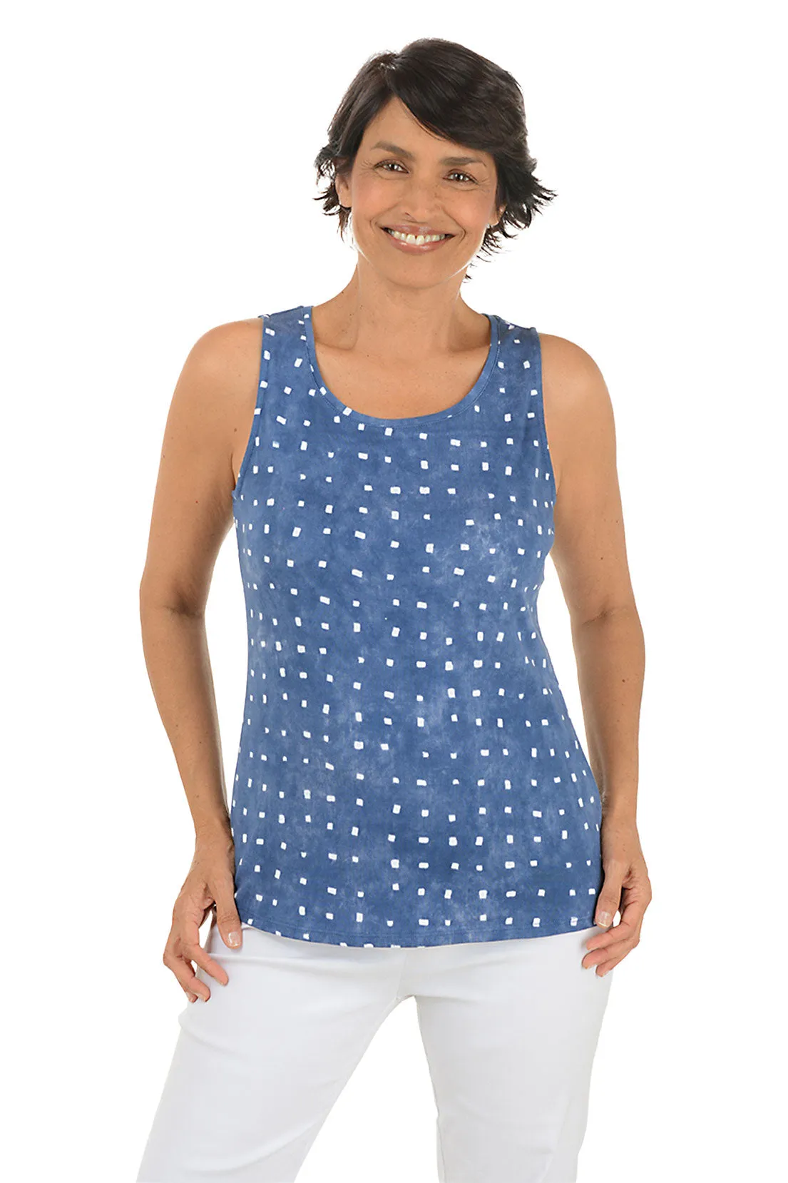 Tie-Dye Tiles Cotton Tank 3D Spacer Fabric FlexibleCollarStructure