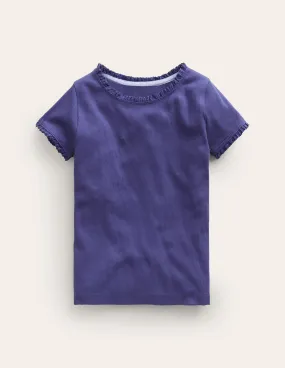 Short Sleeve Ribbed T-shirt-Starboard Blue Simple and Light Sporty Vibe