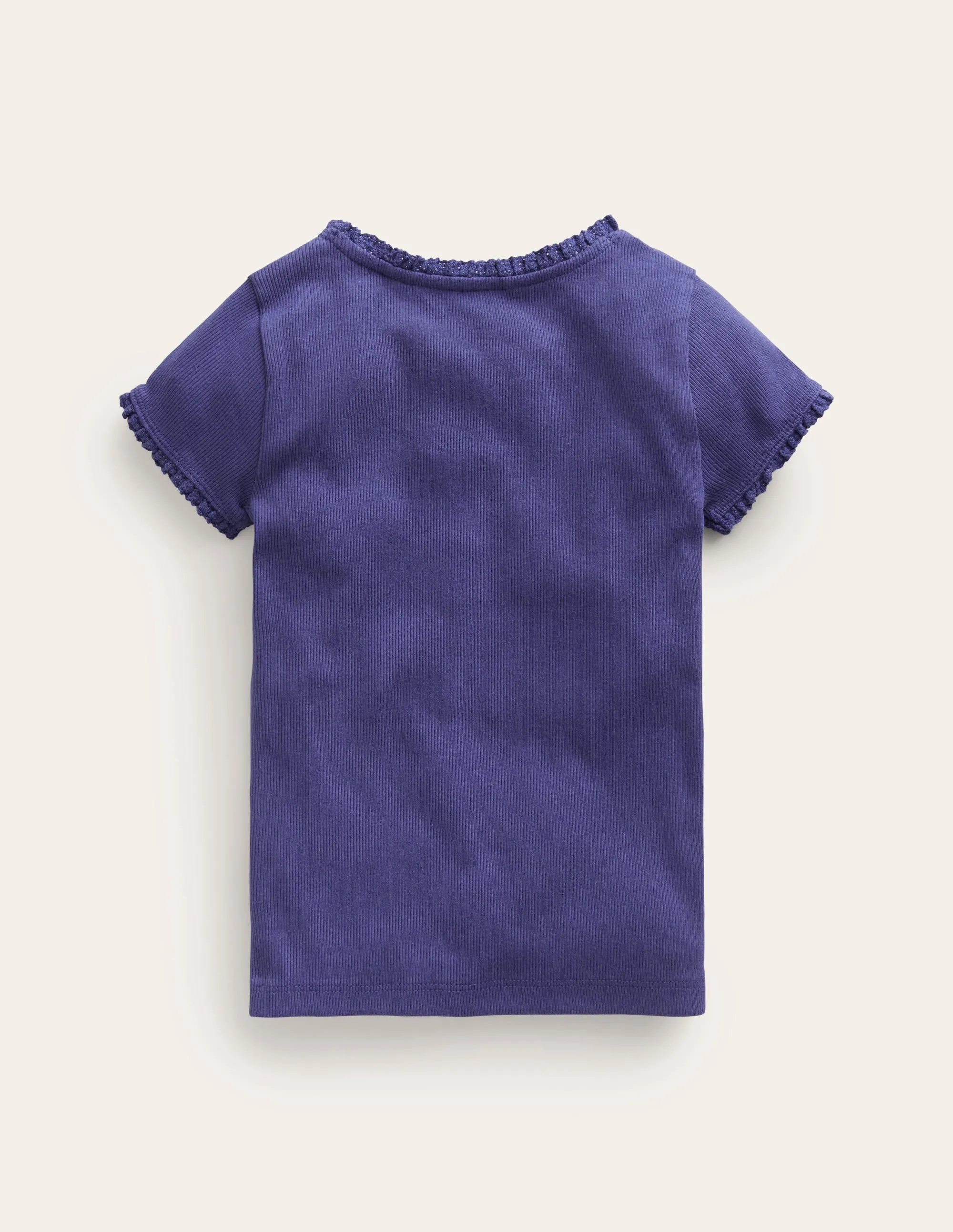Chic And Comfortable Easy and Relaxed Short Sleeve Ribbed T-shirt-Starboard Blue