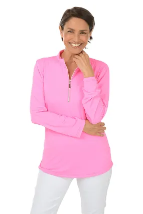 Soft Blended Fabric Solid Mock Neck UPF50  Top