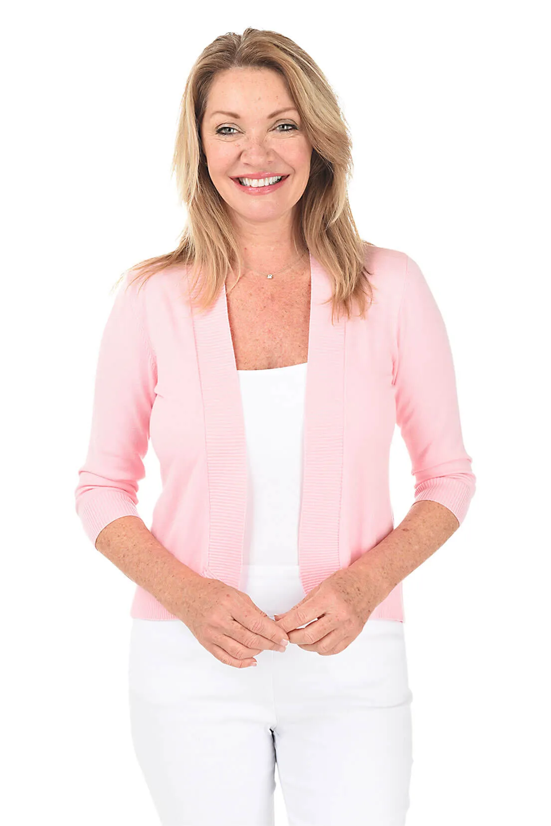 Solid Open Cardigan Sweater Snag Resistant Fabric