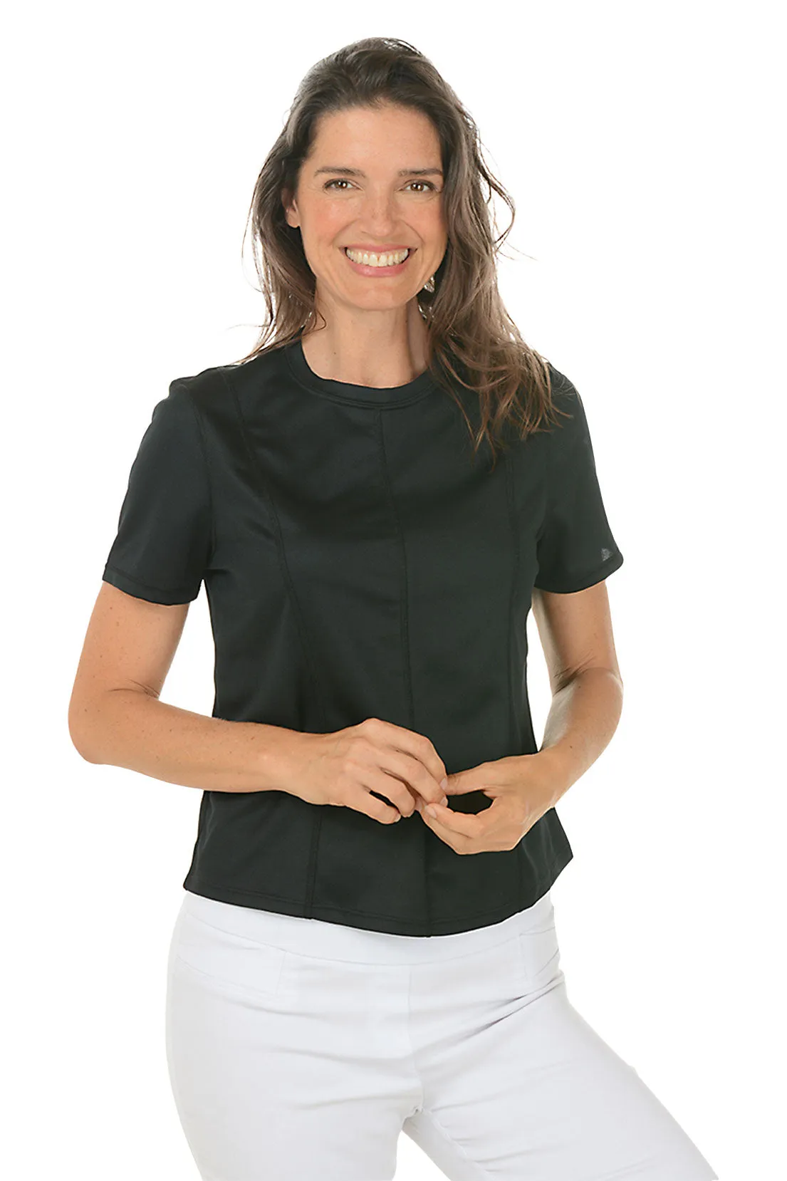 Solid UPF50  Pique Performance Tee Compact Thermal Insulation FlexibleCollarStructure