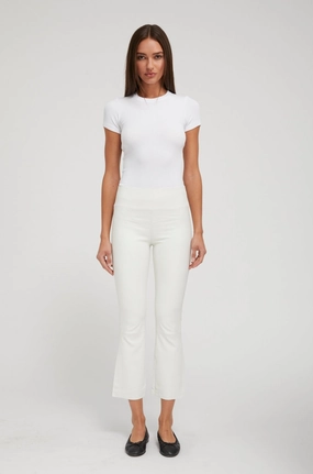 Evening Walk Travel Enthusiast White Leather Crop Flare