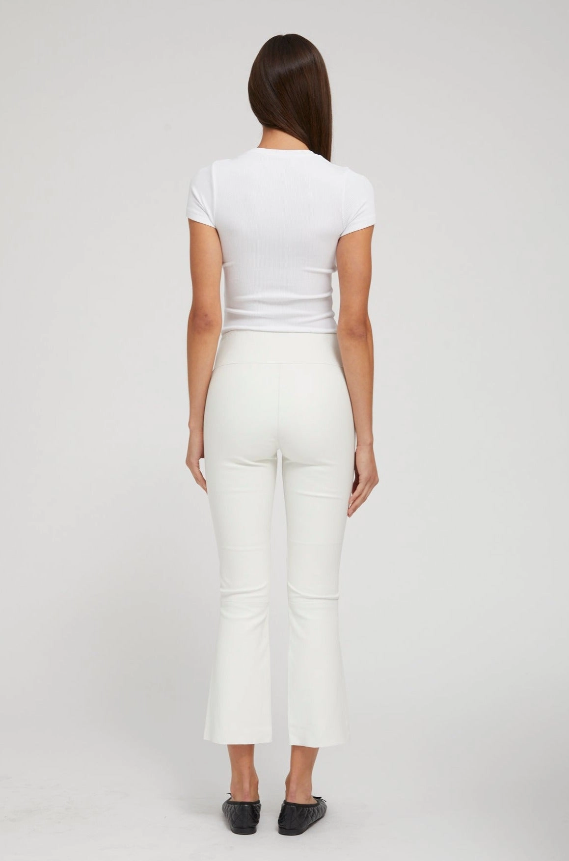 Fitness Training Eco Friendly Training Ready White Leather Crop Flare