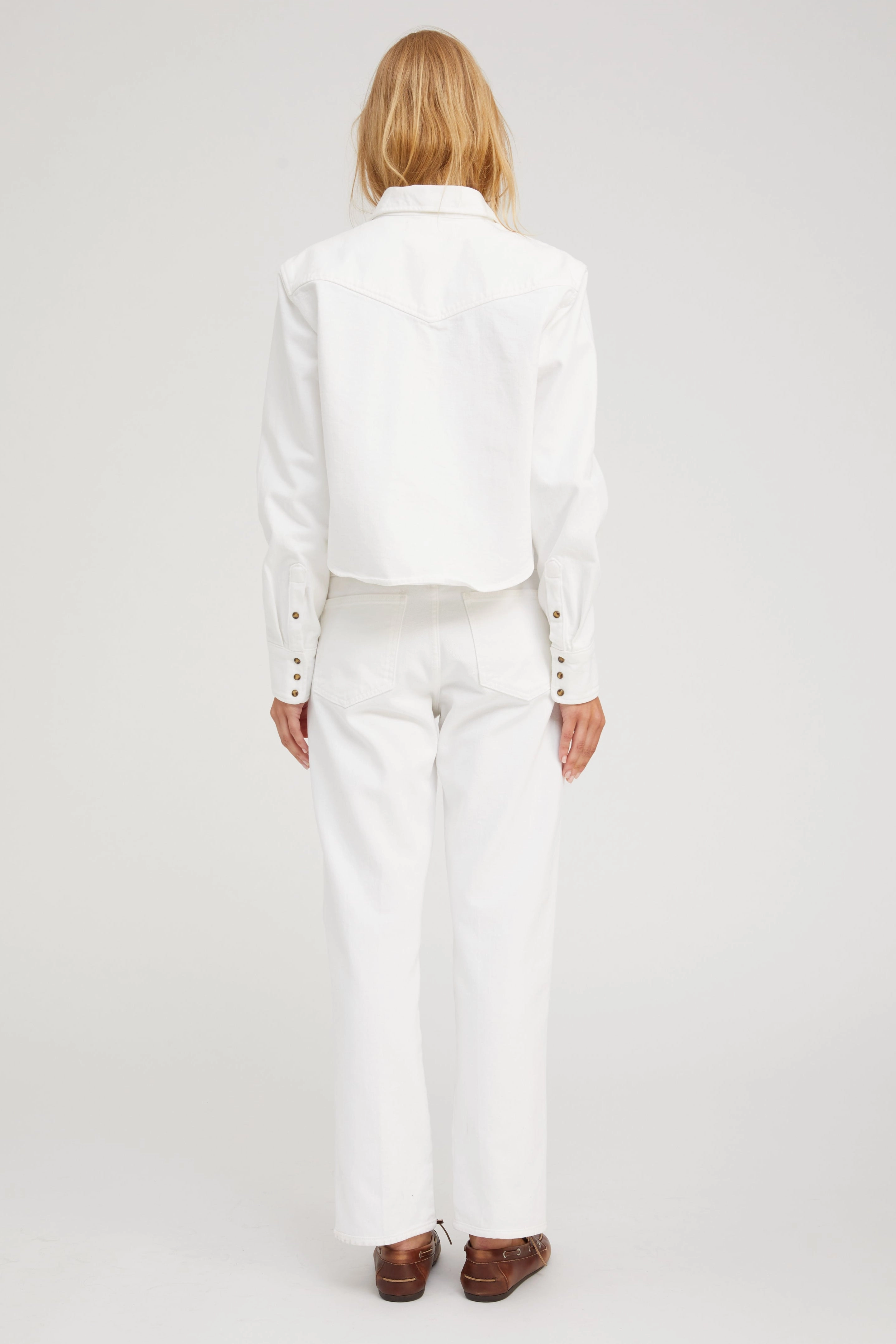 Quick Dry Fabric SnagResistant Sophia Denim Cropped Western Button Down