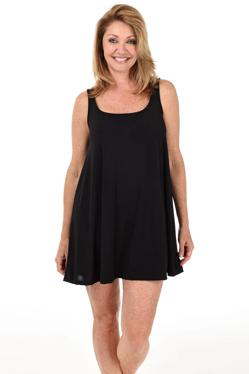 AntiPill Surface ReinforcedHem Spa Sleeveless Swing Dress Cover-Up