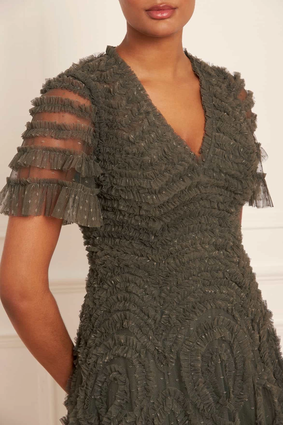 Verity Ruffle V-Neck Gown Cool Comfort