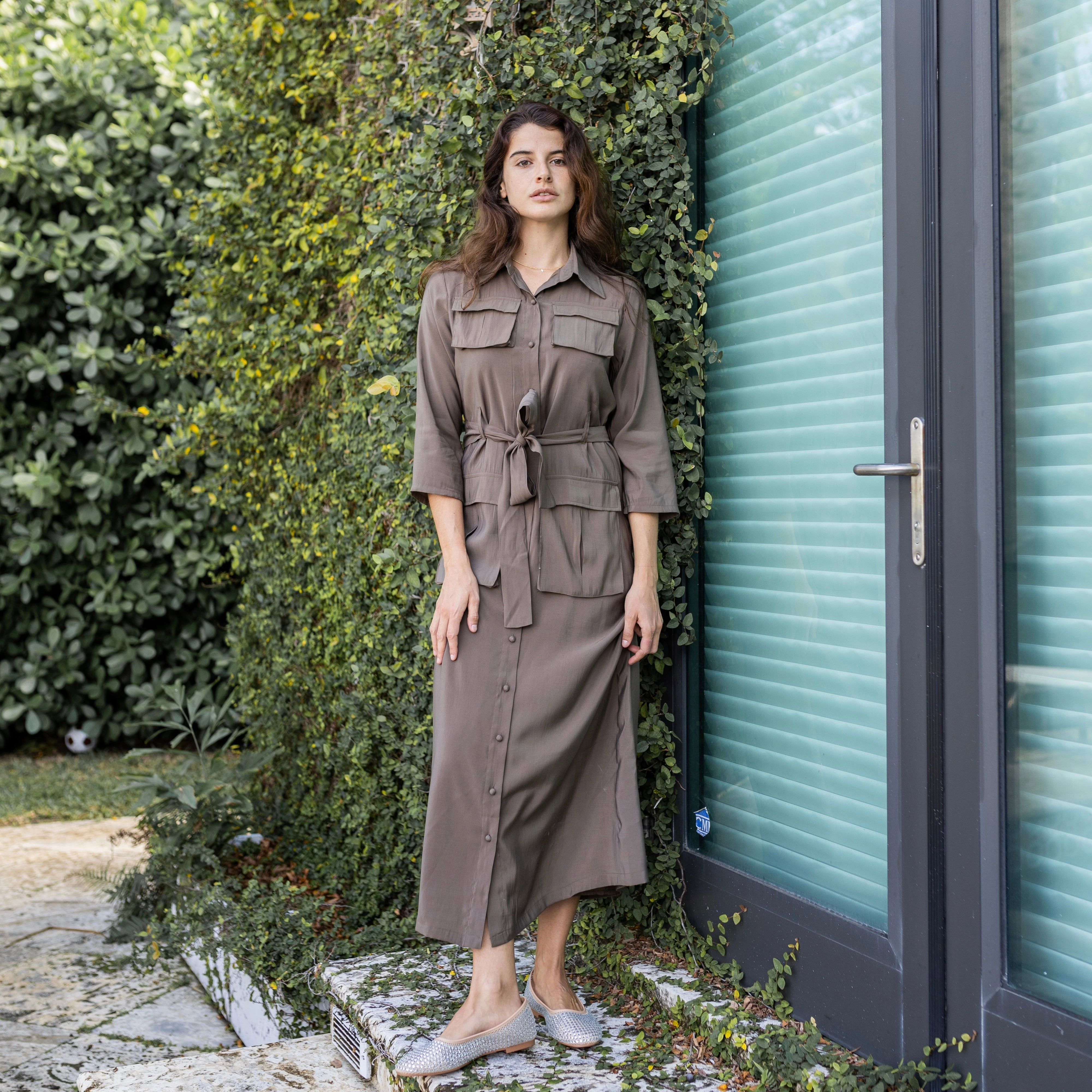 Night Mood Chill Mode Belted Shirtdress | Brown [Final Sale]