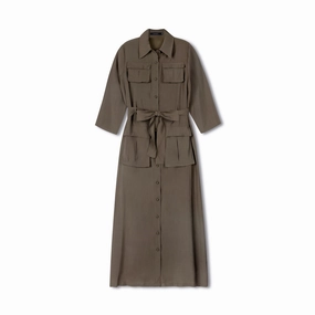 Modern Soft Belted Shirtdress | Brown [Final Sale]